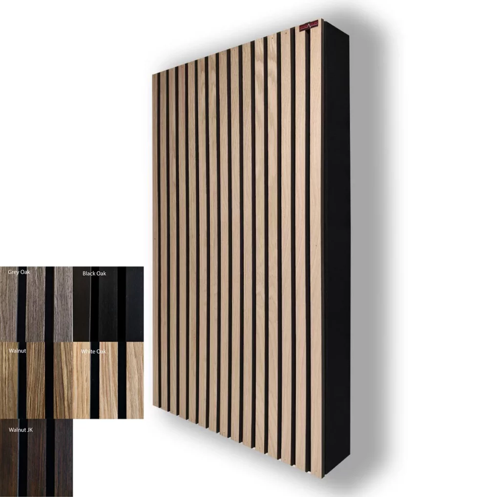 Panneau acoustique avec façade à lattes en bois 100x60x8–13 cm